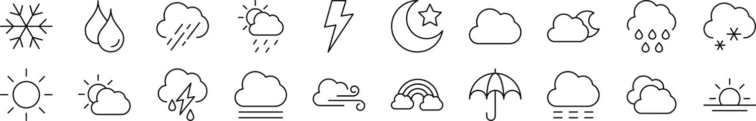 Wall Mural - collection of thin line icons of travel. editable stroke. simple linear illustration for web sites, 