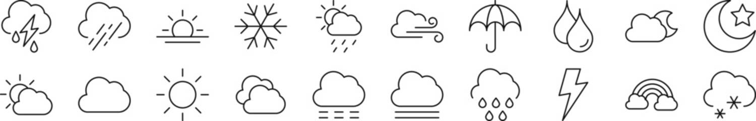 Wall Mural - collection of thin signs of travel. editable stroke. simple linear illustration for stores, shops, b