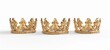 Set of golden king crowns on white background. Illustration. Emblem, icon and Royal symbols.