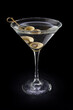 Chilled vodka martini with bleu cheese stuffed olives
