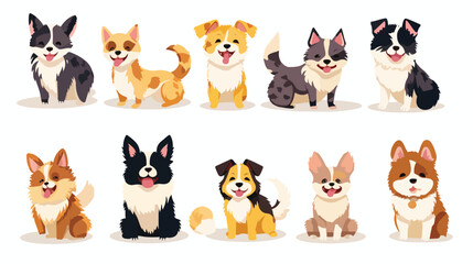  Playful pet portraits in various poses. flat vector