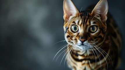 Wall Mural - A curious and talkative Bengal cat displaying intelligence and an active personality  AI generated illustration
