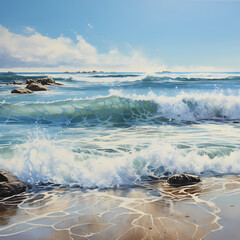 Poster - A serene seascape with waves gently washing ashore 