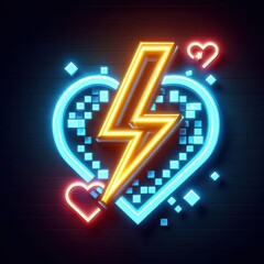 Wall Mural - Neon lightning icon