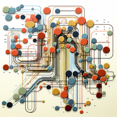 Wall Mural - Abstract interpretation of a data flow diagram. 