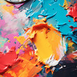 Close-up of an artists palette with vibrant paint