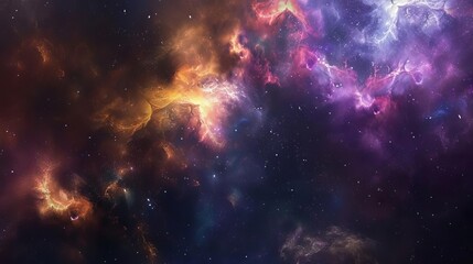 Wall Mural - fantasy cosmic background with colorful nebula, stars, and galaxies, mysterious universe illustratio