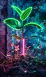 © Jira - Neon art of eco tree growth, ecology symbol