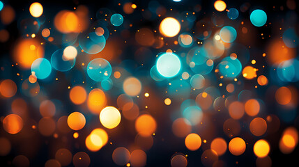 Abstract festive dark background with golden glitter and bokeh