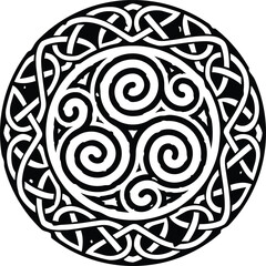 Wall Mural - Irish Celtic Circle or Ring with Triskeles