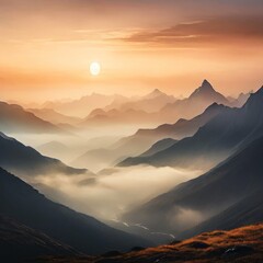 Wall Mural - a mountain range partially covered by a blanket of cloud