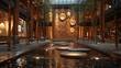 Modern Zen Garden Interior with Bamboo and Water Feature