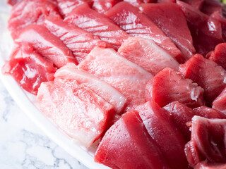 Canvas Print - Various parts of fresh tuna sashimi