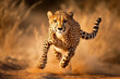 cheetah running through a field of tall grass