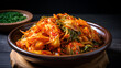 Close up of Traditional Korean food spicy Kimchee or kimchi cabbage fermented food 