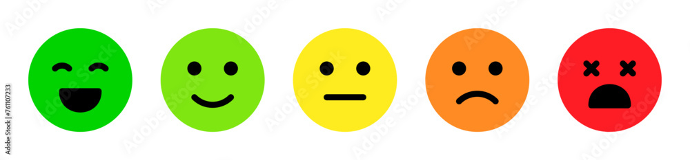 Feedback emoticons rating emojis. Smiley icon set , happy, neutral, sad ...
