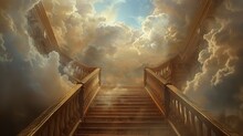 A Beautiful Stairway To Heaven Paradise. Wallpaper Background 16:9