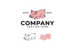 the pig is lying down logo design for animal food farm restaurant company business