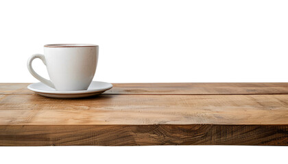 White cup on the table isolated on transparent background