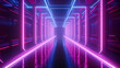 © ma - Glowing corridor background, modern corridor illuminated by neon lights