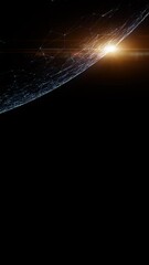 Wall Mural - artistic cosmos with plexus planet and glowing spotlight loop vertical animation.