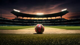 Fototapeta Fototapety sport -  cricket ball stadium night with sport light background generative by artificial intelligence
