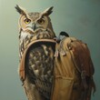 owl with a backpack