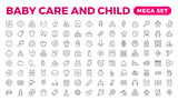 Fototapeta  - Baby care & Child icon set. care, International Children's Day, kid and parenthood. Outline icon collection. Included icons as newborn, infant, kid, children, and parent. Outline icon collection.