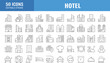 Hotel elements - thin line web icon set. Outline icons collection. Simple vector illustration