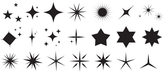 Wall Mural - Black stars icon set. Stars collection. Star icon collection. Different star shapes. Sparkle star icon set. Vector graphic