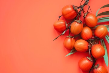 Wall Mural - A Bunch of Tomatoes on a Pink Background