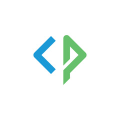 Letter P logo with program code