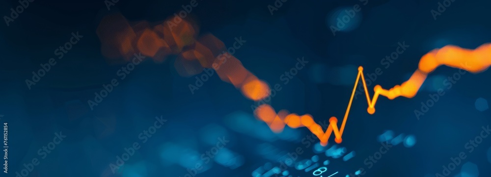 Financial stock market charts with trend lines, blue charts, orange and ...
