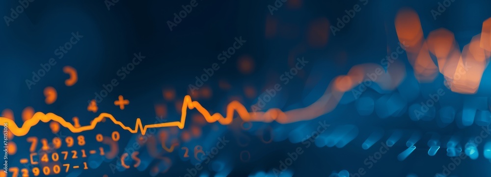 Financial stock market charts with trend lines, blue charts, orange and ...