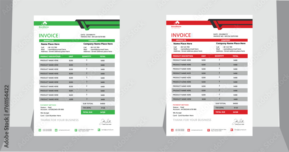 Invoice Design Size Vector Invoice templates a4 size corporate invoice design Stock Vector ...