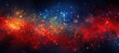 Abstract blue cosmic space background wallpaper design concept with colorful digital technology glitter lights and particles