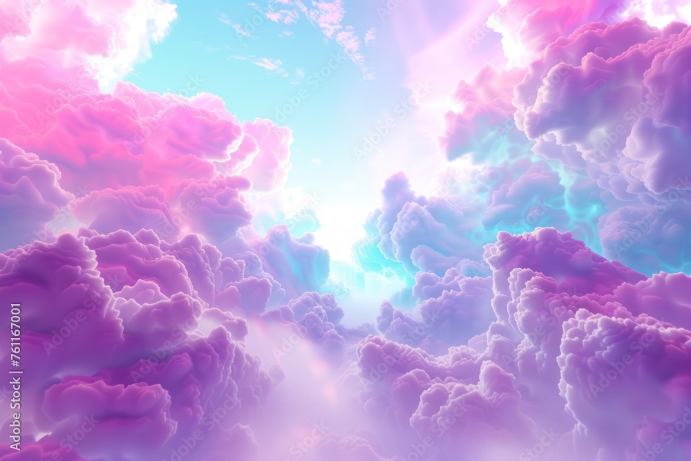 3d render, abstract fantasy background of colorful sky with neon clouds ...