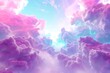 3d render, abstract fantasy background of colorful sky with neon clouds isolated on a white background Realistic daytime 