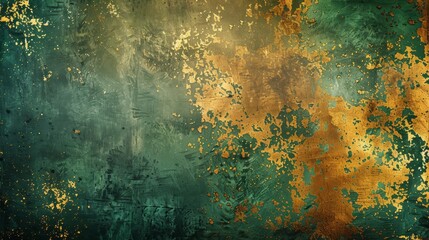  Grunge Background Texture in the Colors Green and Gold created with Generative AI Technology