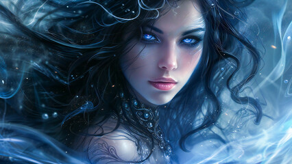 Wall Mural - A blue eyed mysterious young sorceress