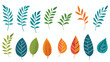 Leaf vector and leaves lines pattern. flat vector 
