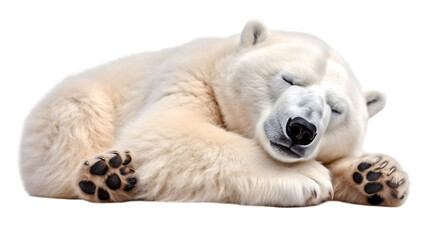 polar bear sleeping isolated on a white or transparent background as transparent. png
