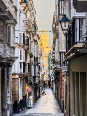 Sticker - Cadiz at sunset with Tavira Tower in background in Spain, Andalusia