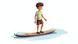 Boy on a guide-board raster version flat vector isol