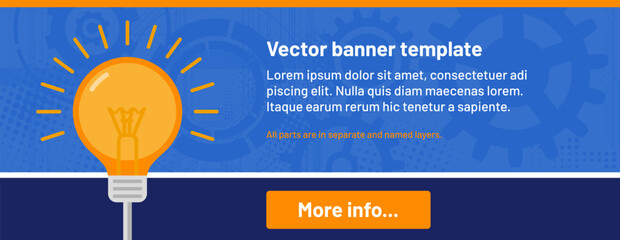 Web banner template with lightbulb, technology background and copy space