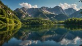 Fototapeta  - Mountain and Lake Views in Spring and Summer