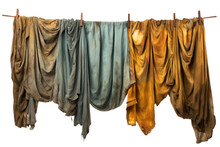 Group Of Clothes Hanging From A Clothes Line. On A White Or Clear Surface PNG Transparent Background.