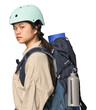 © Asier - Young Chinese woman ready for hiking in studio