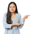 © Asier - Young chinese woman isolated shocked pointing with index fingers to a copy space.