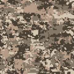 Wall Mural - Military Pixel camouflage illustration seamless pattern arid desert camo square texture banner illustration wallpaper